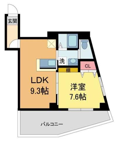 吉村ビル(1LDK/3階)の間取り写真