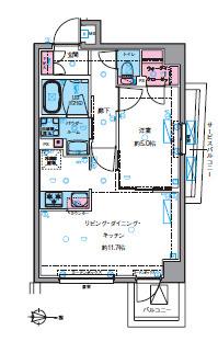 ジェノヴィア四谷三丁目グリーンヴェール(1LDK/2階)の間取り写真