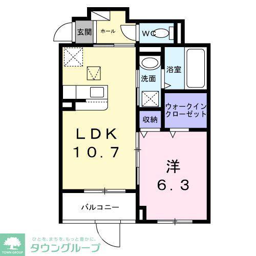 ゴールドローレライ(1LDK/1階)の間取り写真