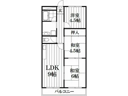 ソレアード東鴻池(3LDK/2階)の間取り写真