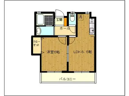 コンフォルトIII(1DK/3階)の間取り写真