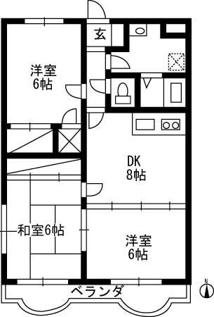 イーストパレス(3DK/2階)の間取り写真