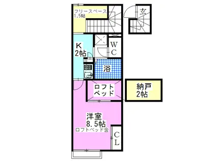 レオパレスみどりIII(1K/1階)の間取り写真