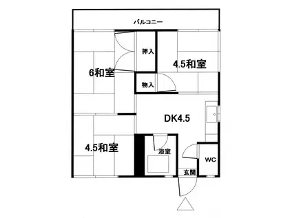 金子アパート(3DK/2階)の間取り写真