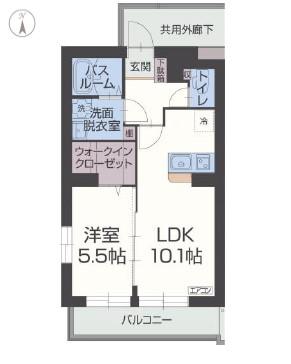 ロンド・ボヌール(1LDK/2階)の間取り写真