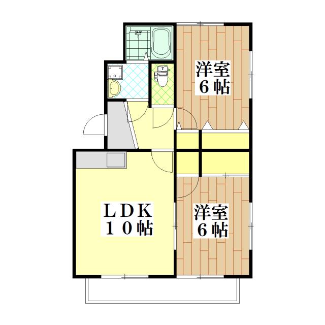 若柴公園ビレッジ B棟(2LDK/1階)の間取り写真