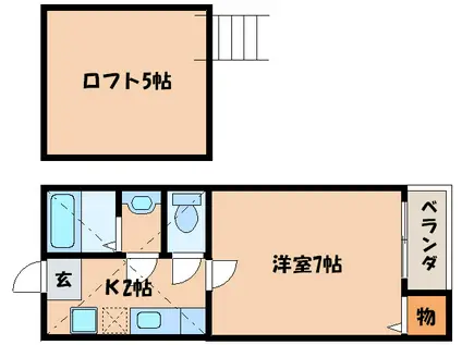 笹原弐番館(1K/2階)の間取り写真
