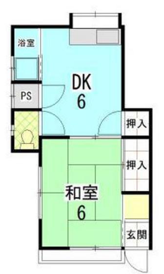 倉本アパート(1DK/2階)の間取り写真