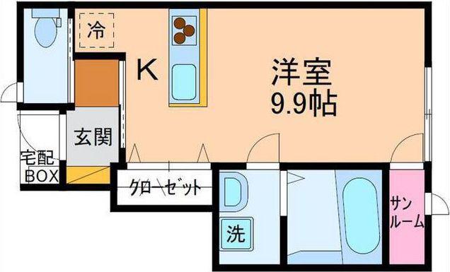 クロワール(ワンルーム/1階)の間取り写真