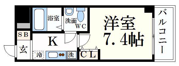 CAPITAL.I姫路(1K/4階)の間取り写真