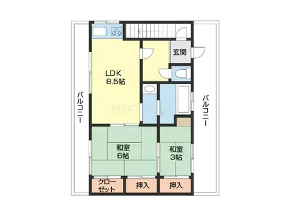 堀止マンション(2LDK/2階)の間取り写真