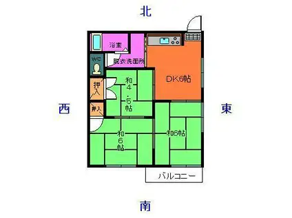 コーポ浮島原(3DK/1階)の間取り写真