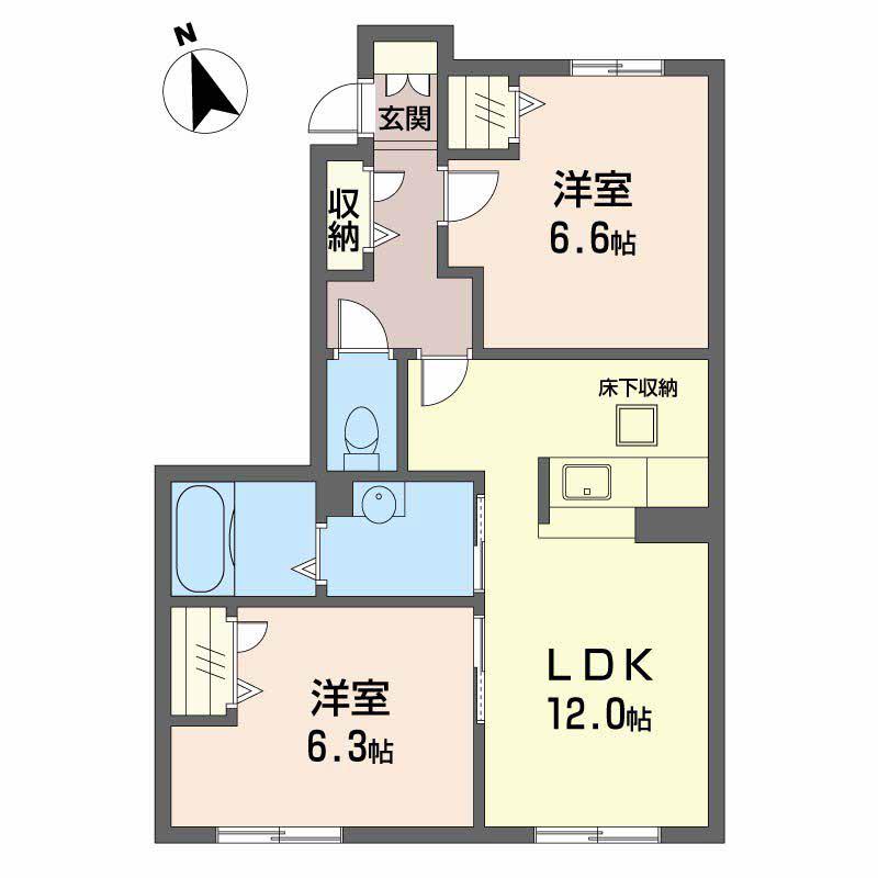クオーレ光II(2LDK/1階)の間取り写真