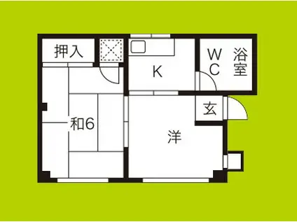 喜連西第二コーポ(2K/2階)の間取り写真
