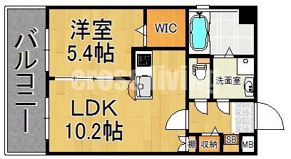 ヴェル・フルール(1LDK/3階)の間取り写真