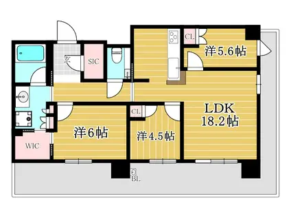 グランドメゾン大濠公園THE CLASS(3LDK/3階)の間取り写真