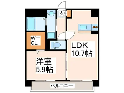 免疫ビルEXCIA II(1LDK/2階)の間取り写真