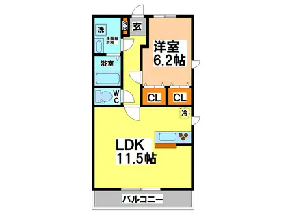 LS RESIDENCE武蔵境(1LDK/2階)の間取り写真
