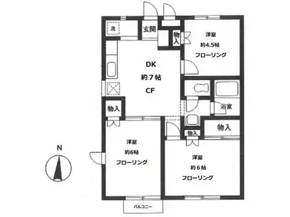 サニーコート与野本町(3DK/2階)の間取り写真