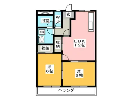 バンティアン(2LDK/1階)の間取り写真