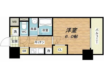 S-RESIDENCE南堀江(1K/13階)の間取り写真