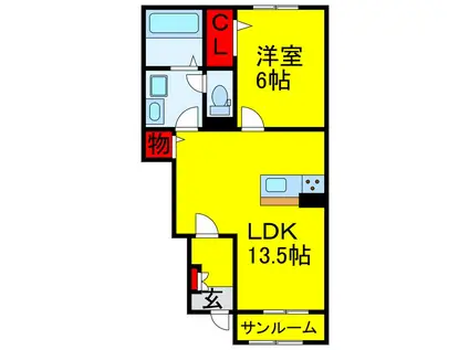 ＪＲ内房線 八幡宿駅 車で15分 2階建 築1年(1LDK/1階)の間取り写真