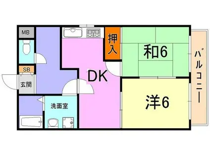 メインステージ深江北町(2DK/2階)の間取り写真