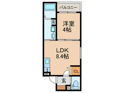 E-HOUSE 志賀本通(1LDK/2階)の間取り写真