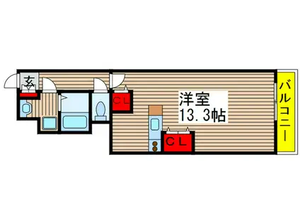 ツリーデン勝田台(ワンルーム/4階)の間取り写真