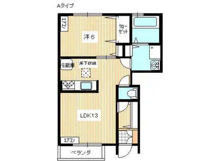 イースクエア新垢田C棟(1LDK/1階)の間取り写真