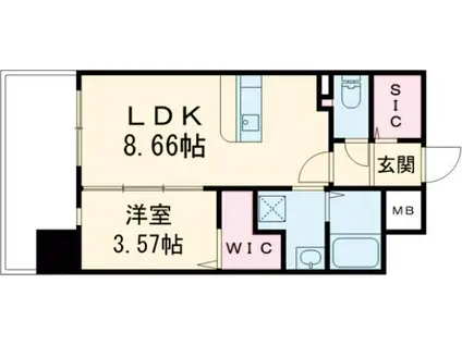 リファレンス六本松(1LDK/9階)の間取り写真