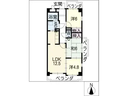 フォレスト・ヒルズ巽ヶ丘(3LDK/3階)の間取り写真