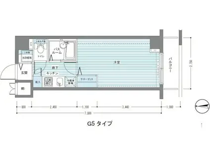 レジディア多摩川(1K/5階)の間取り写真