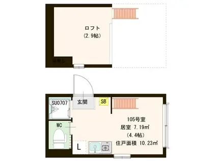 ハーモニーテラス高田馬場II(ワンルーム/1階)の間取り写真