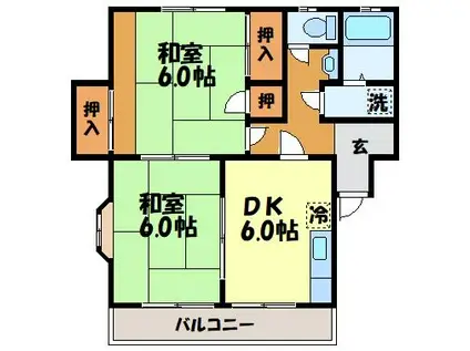 ハイツ順(2DK/1階)の間取り写真