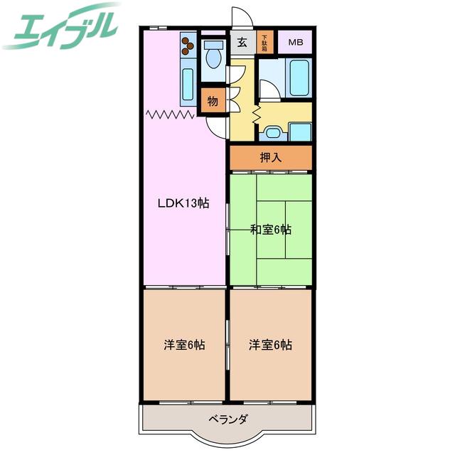 コンフォトゥール(3LDK/2階)の間取り写真