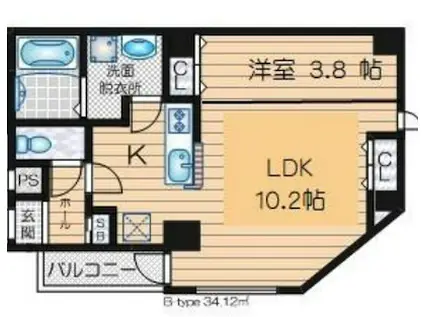 ベル アンジュ(1LDK/3階)の間取り写真