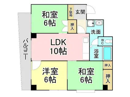 オークランドハイツ(3LDK/4階)の間取り写真