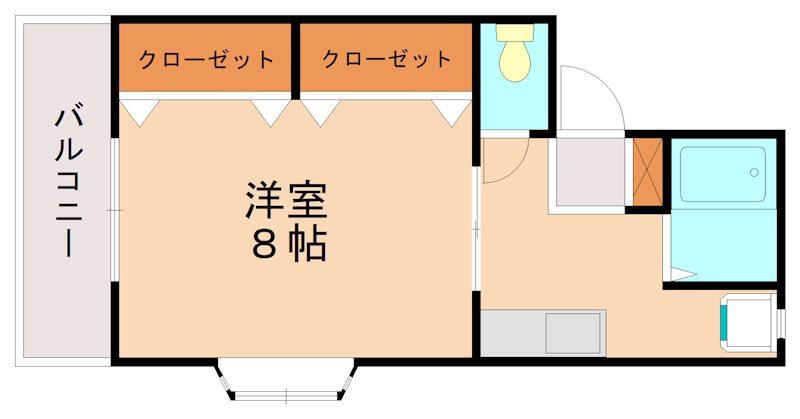 EMライフ唐原(1K/1階)の間取り写真