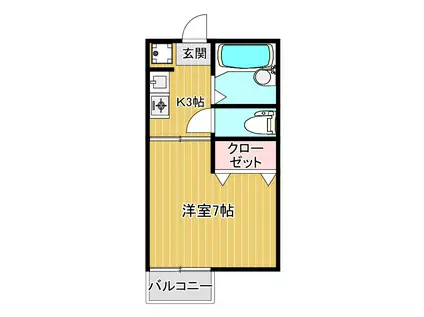 グレースC棟(1K/1階)の間取り写真