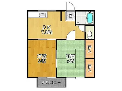 チェルト神埼(2DK/2階)の間取り写真