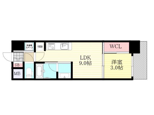リビオメゾン新大阪(1LDK/13階)の間取り写真
