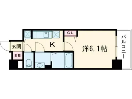 プレサンス新神戸駅前(1K/8階)の間取り写真