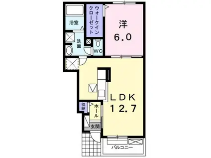 ル シエルランドII(1LDK/1階)の間取り写真