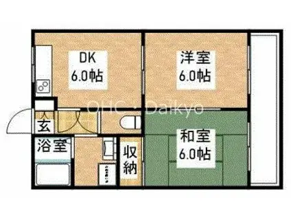 セブンコーポ志紀(2DK/3階)の間取り写真