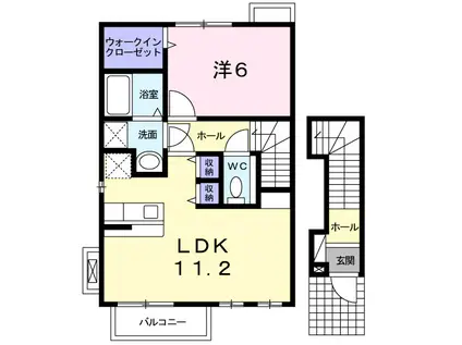 ヴェルサン ヴィラ(1LDK/2階)の間取り写真
