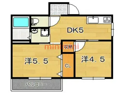 コーポ紫明園(2DK/2階)の間取り写真