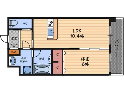 ディームス福島(1LDK/8階)の間取り写真