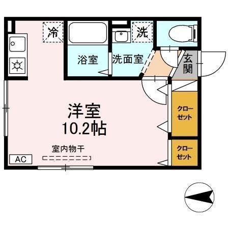 ウィルモア八柳(ワンルーム/2階)の間取り写真