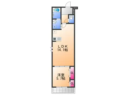 リベルト・ボヌールIII番館(1LDK/2階)の間取り写真